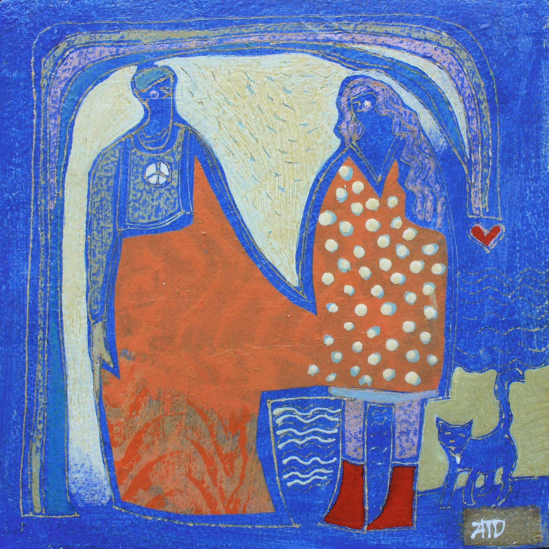Click here to view Peace and Love Cat in Power Boots by Ann Trainor Domingue