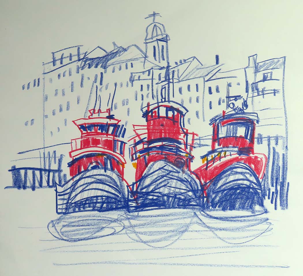 Waiting in the Harbor, Portsmouth NH by Ann Trainor Domingue